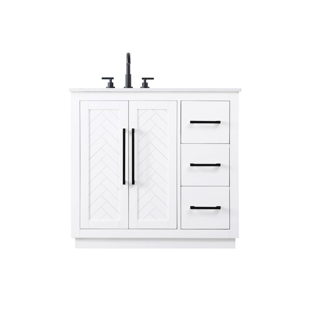 36 inch Single Bathroom Vanity in White. Picture 1