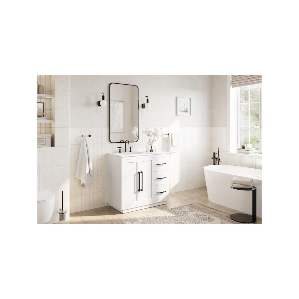36 inch Single Bathroom Vanity in White. Picture 3