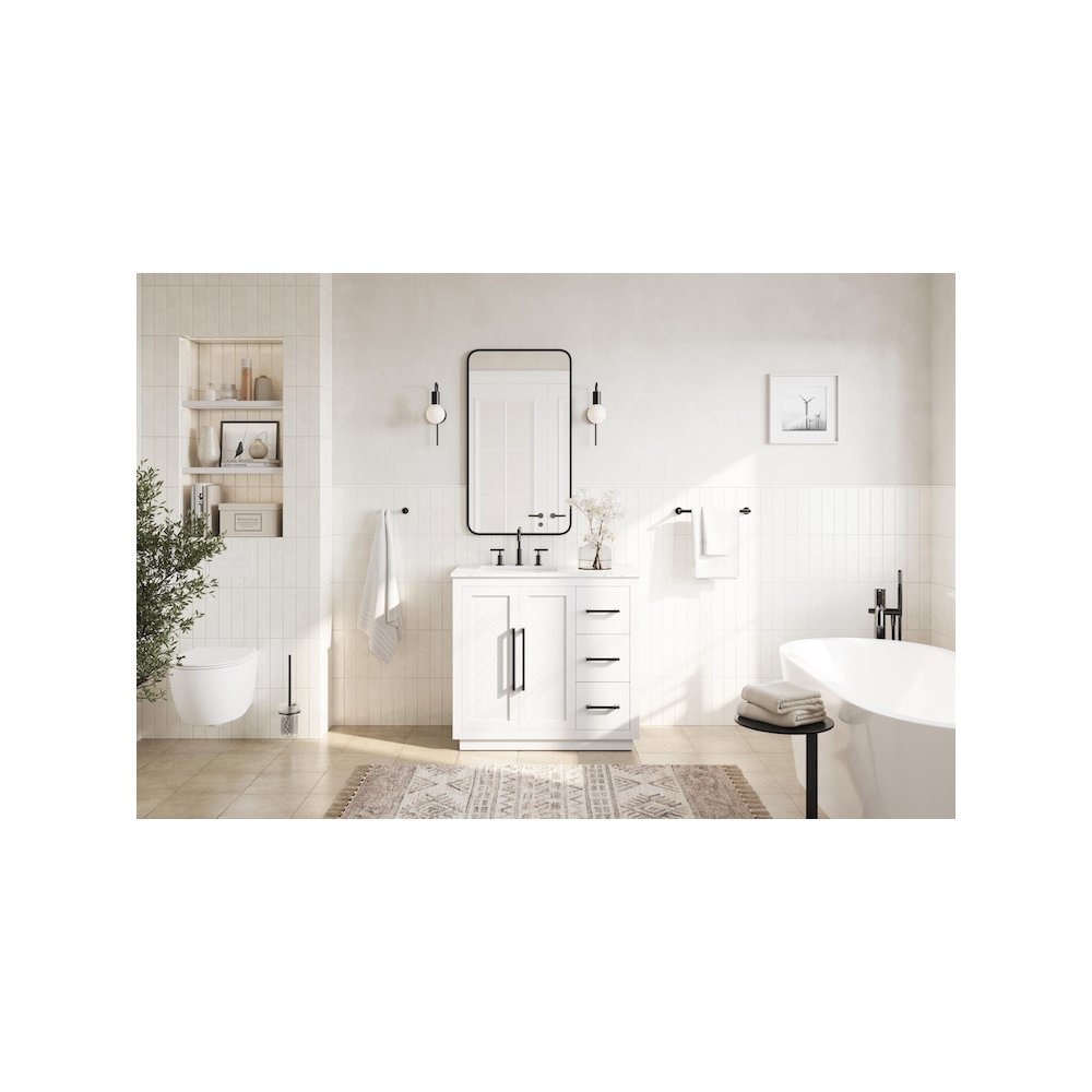 36 inch Single Bathroom Vanity in White. Picture 4