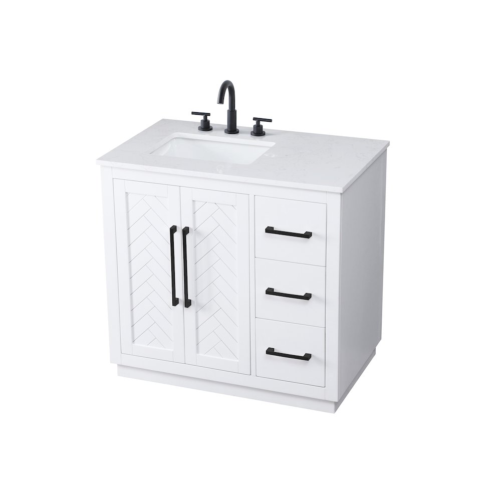 36 inch Single Bathroom Vanity in White. Picture 6