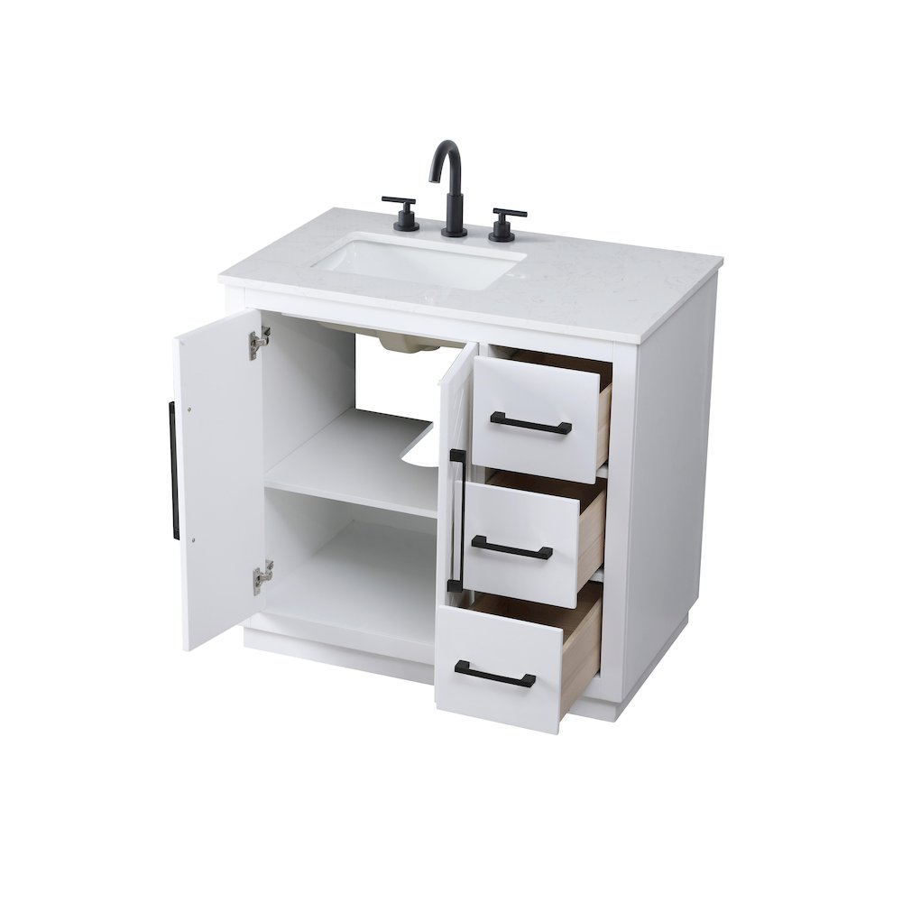 36 inch Single Bathroom Vanity in White. Picture 7