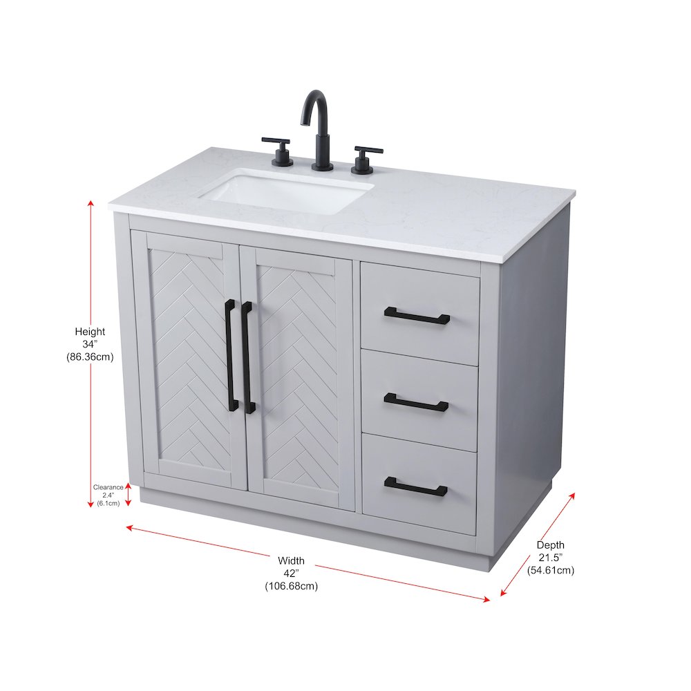 42 inch Single Bathroom Vanity in Grey. Picture 12