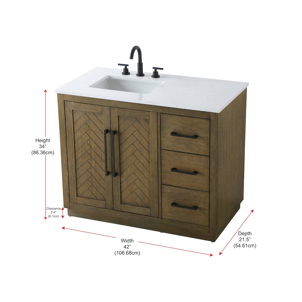 42 inch Single Bathroom Vanity in Hazel Oak. Picture 12