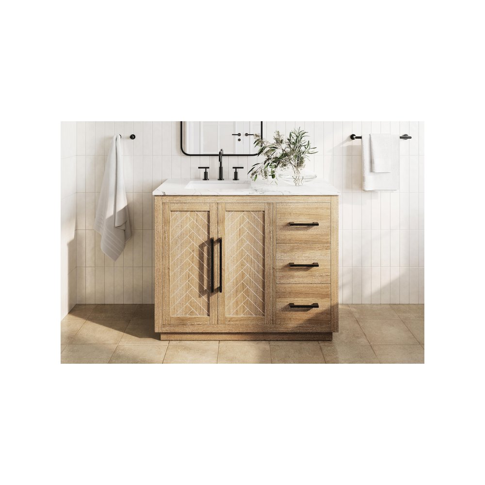 42  inch Single Bathroom Vanity in Linen Oak. Picture 2