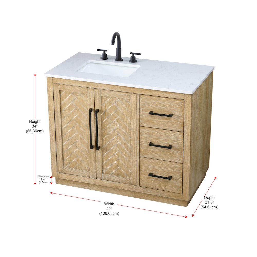 42  inch Single Bathroom Vanity in Linen Oak. Picture 12
