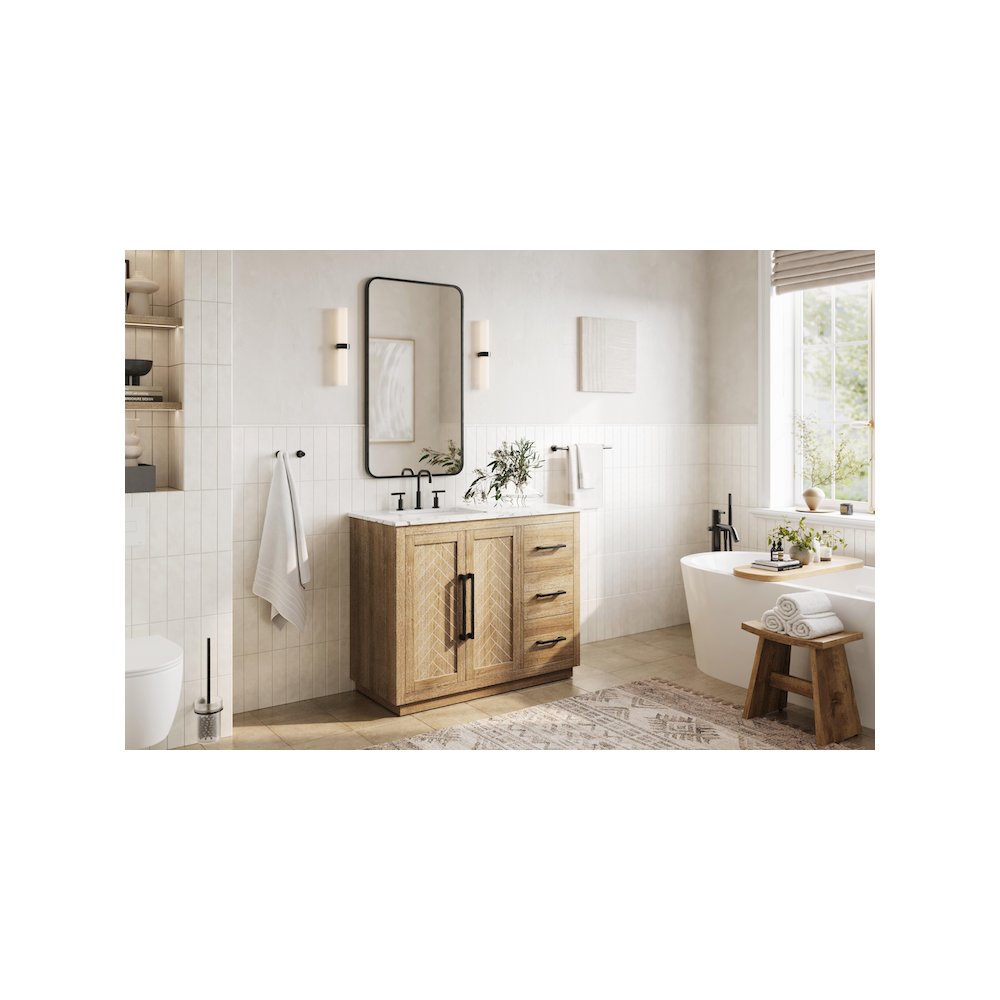 42  inch Single Bathroom Vanity in Linen Oak. Picture 3