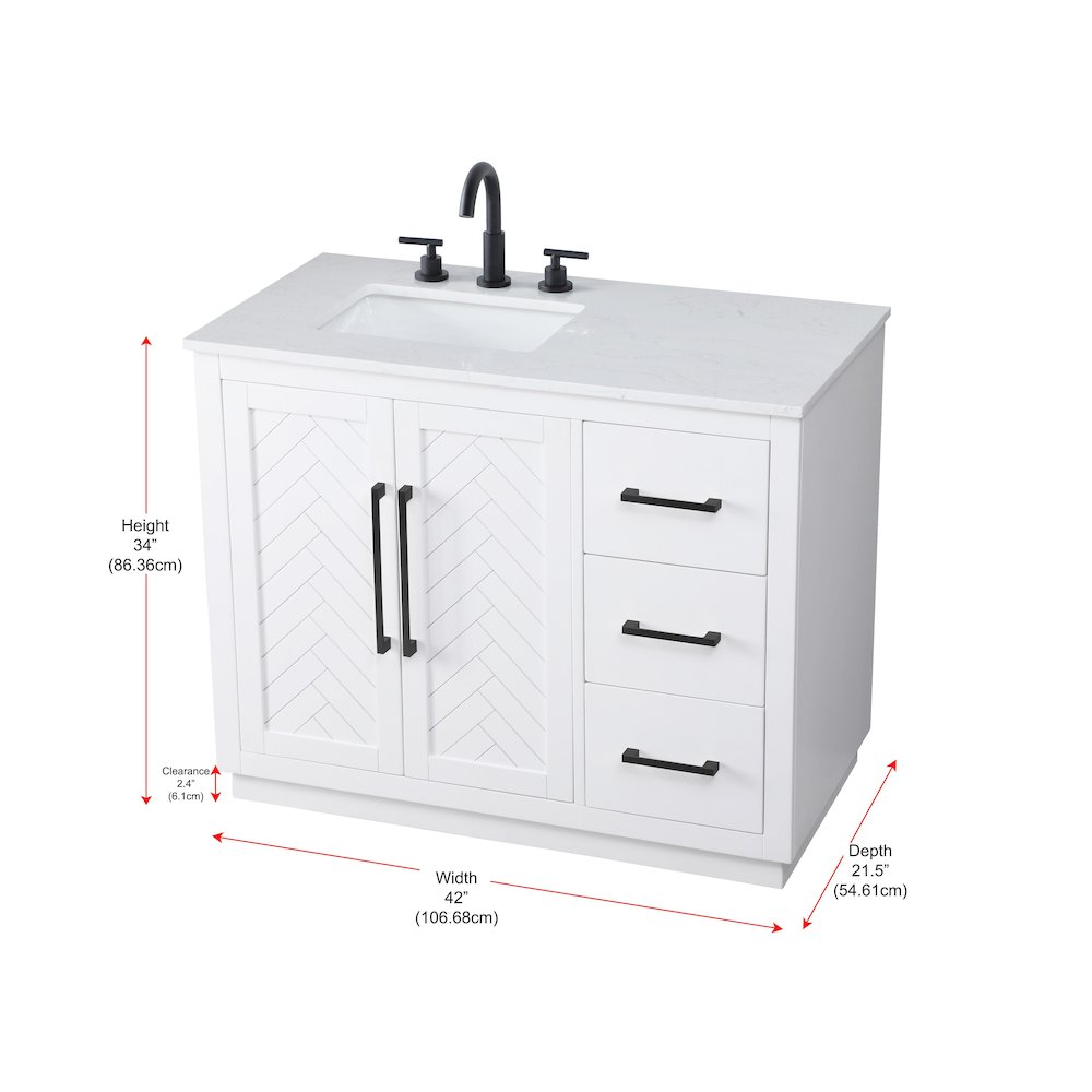 42 inch Single Bathroom Vanity in White. Picture 12