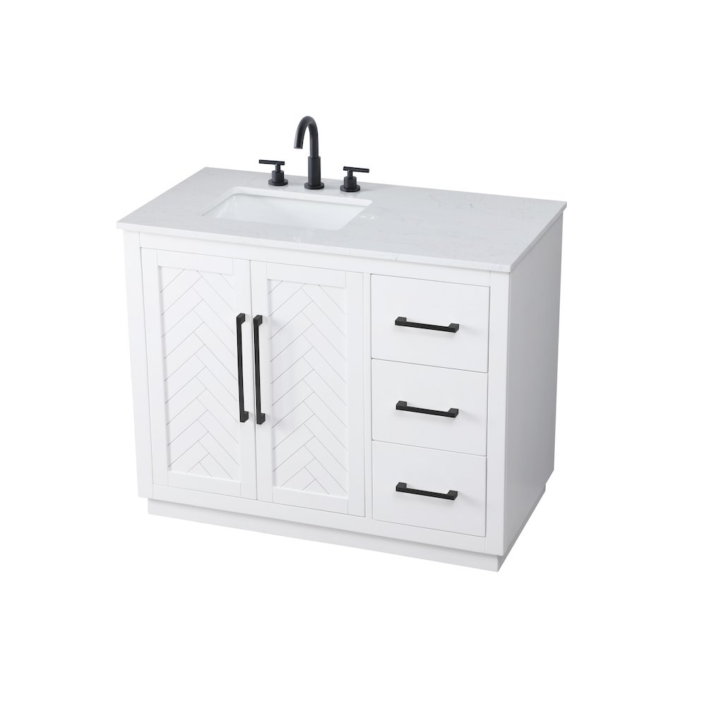 42 inch Single Bathroom Vanity in White. Picture 6