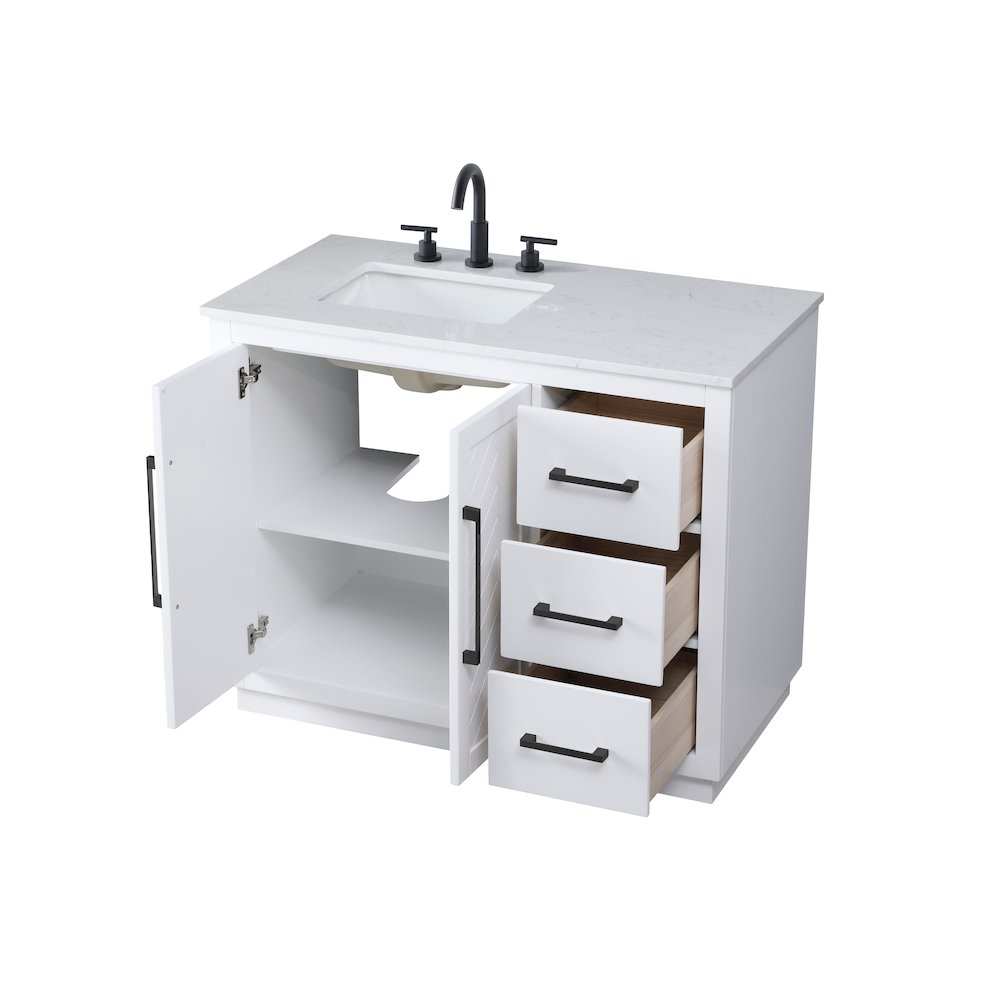 42 inch Single Bathroom Vanity in White. Picture 7