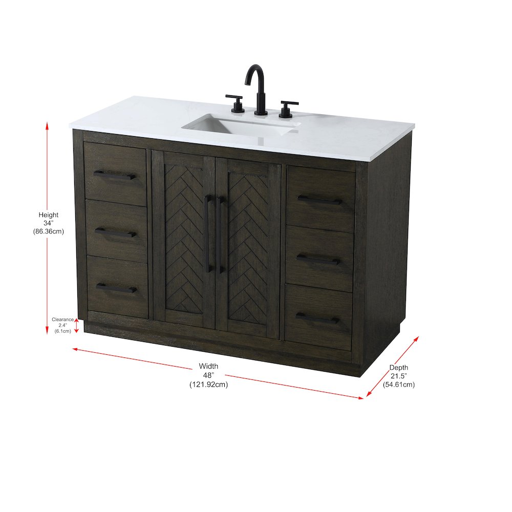 48 inch Single Bathroom Vanity in Chocolate Oak. Picture 12
