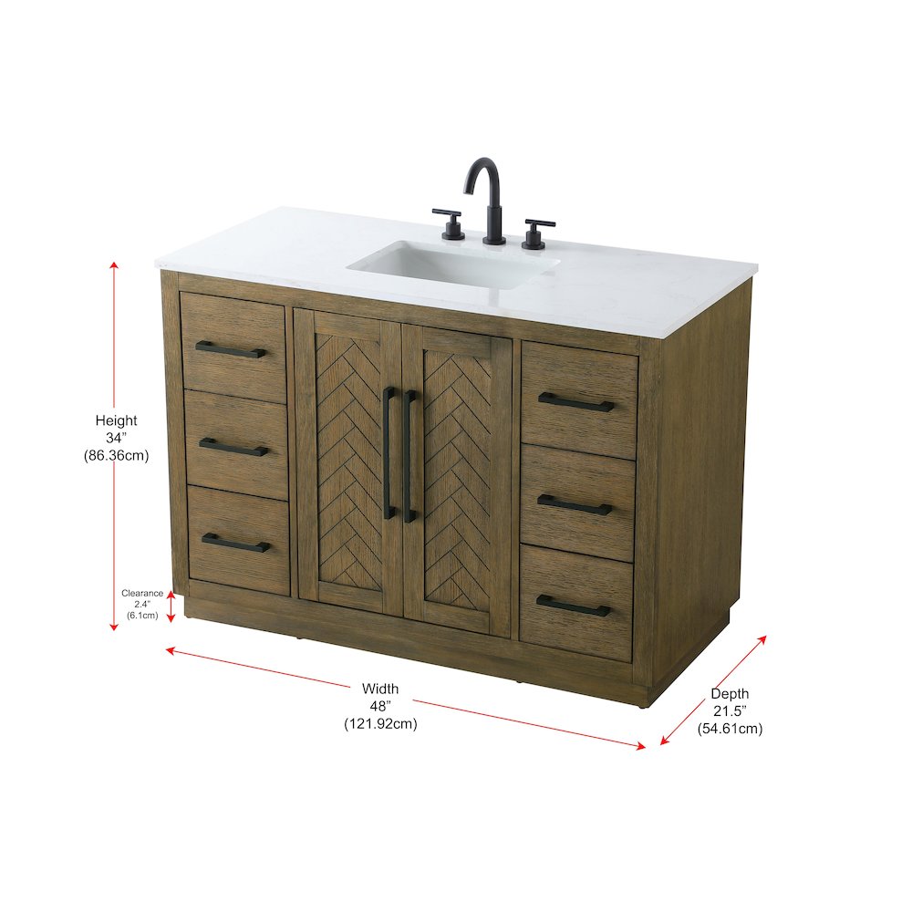 48  inch Single Bathroom Vanity in  Hazel Oak. Picture 12