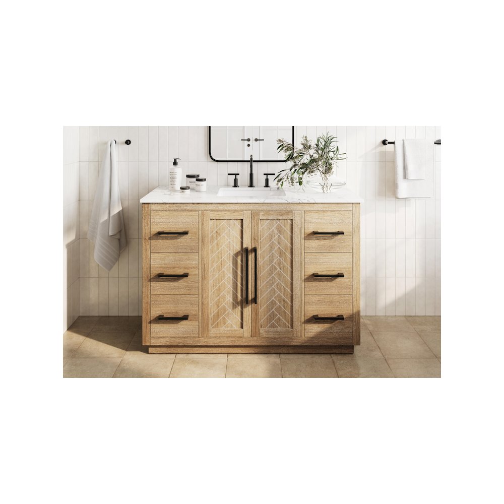 48  inch Single Bathroom Vanity in Linen Oak. Picture 2