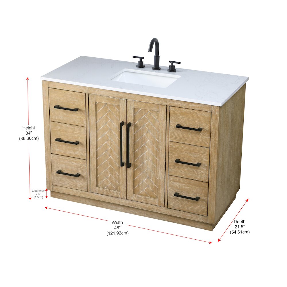 48  inch Single Bathroom Vanity in Linen Oak. Picture 12