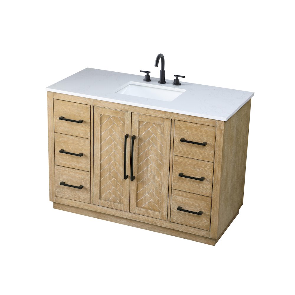48  inch Single Bathroom Vanity in Linen Oak. Picture 6