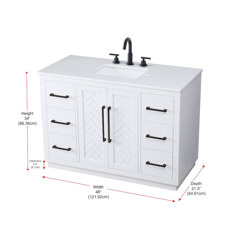 48 inch Single Bathroom Vanity in White. Picture 12