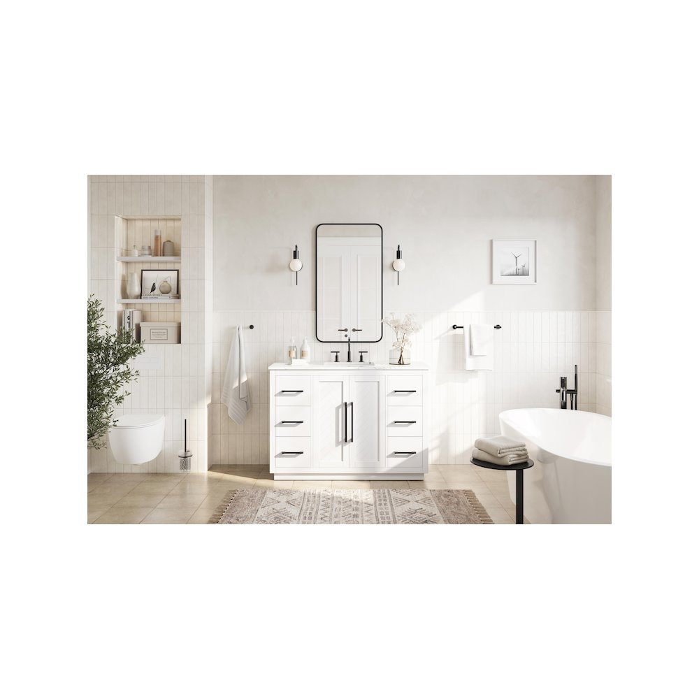 48 inch Single Bathroom Vanity in White. Picture 4