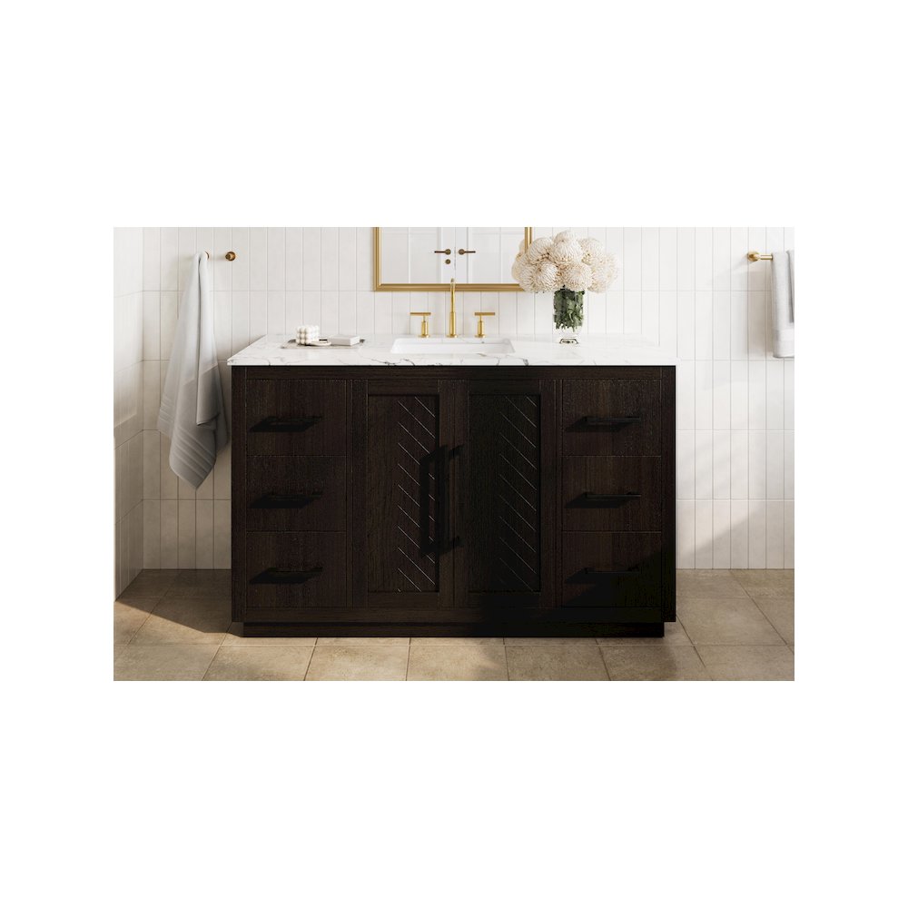 54 inch Single Bathroom Vanity in Chocolate Oak. Picture 2