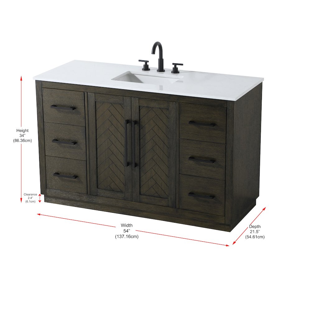54 inch Single Bathroom Vanity in Chocolate Oak. Picture 12