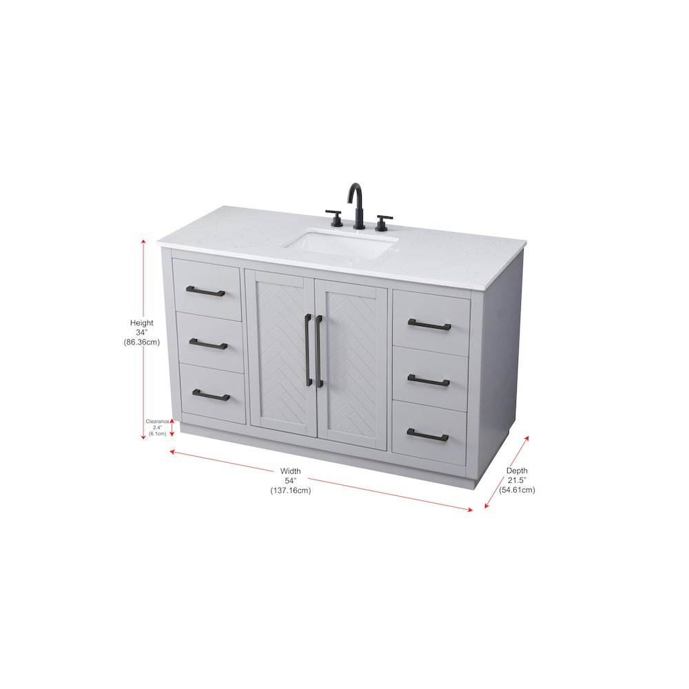 54 inch Single Bathroom Vanity in Grey. Picture 12