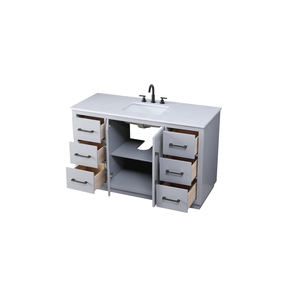 54 inch Single Bathroom Vanity in Grey. Picture 7