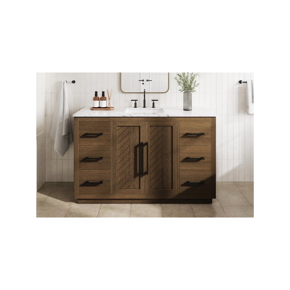 54 inch Single Bathroom Vanity in Hazel Oak. Picture 2