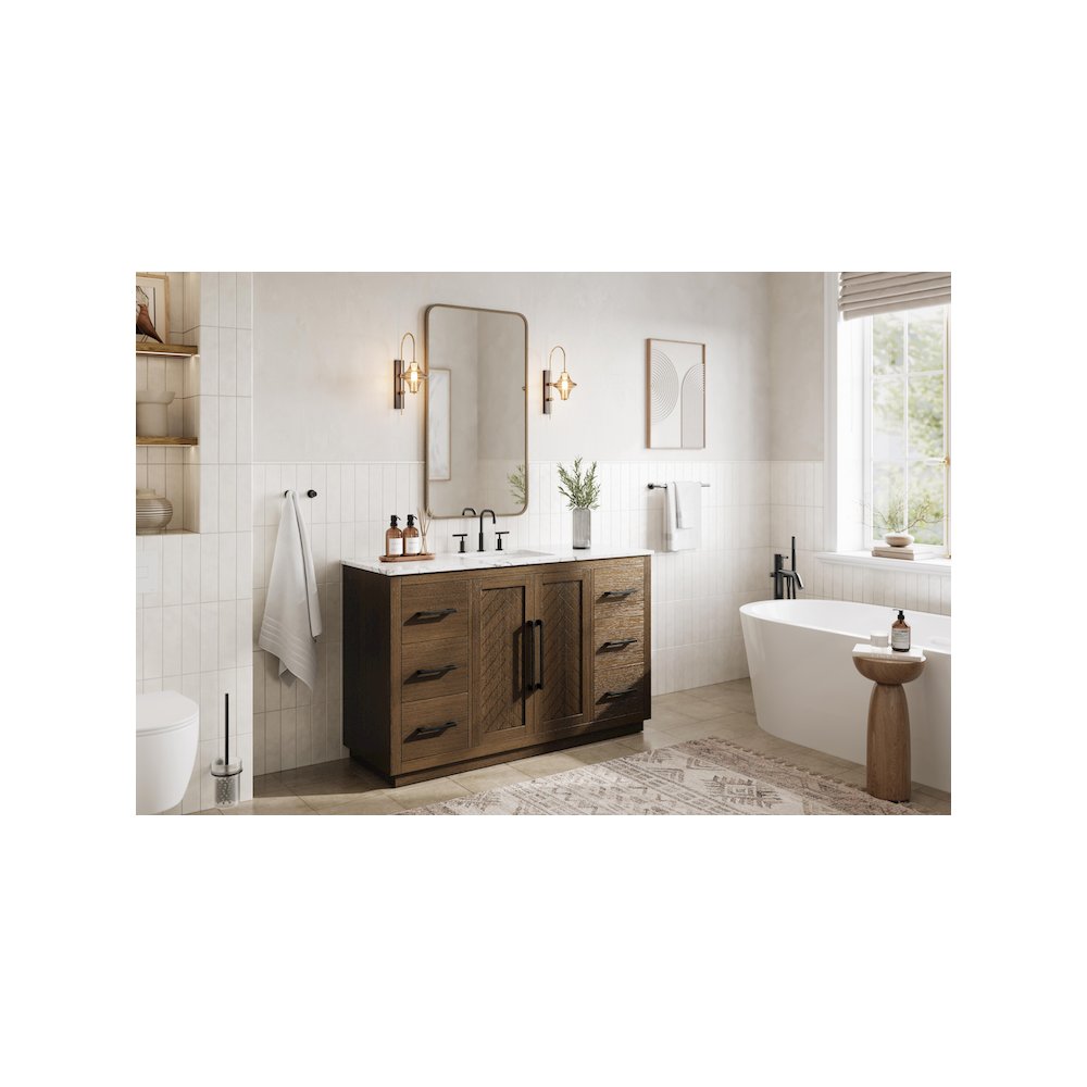 54 inch Single Bathroom Vanity in Hazel Oak. Picture 3