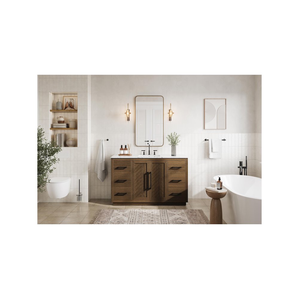 54 inch Single Bathroom Vanity in Hazel Oak. Picture 4