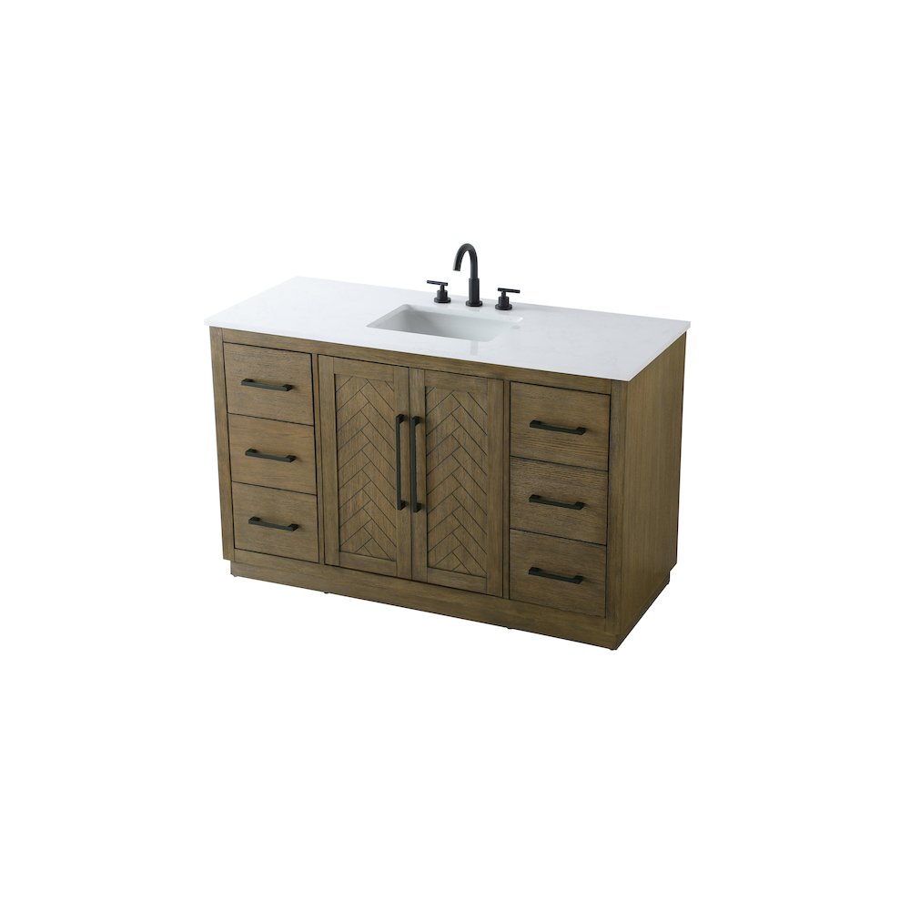 54 inch Single Bathroom Vanity in Hazel Oak. Picture 6
