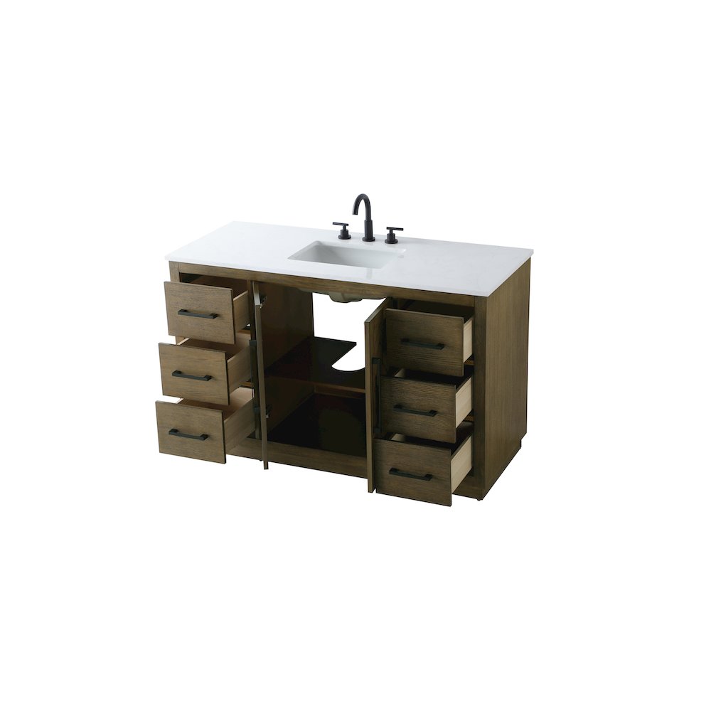 54 inch Single Bathroom Vanity in Hazel Oak. Picture 7