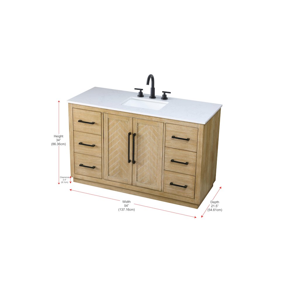 54 inch Single Bathroom Vanity in Linen Oak. Picture 12