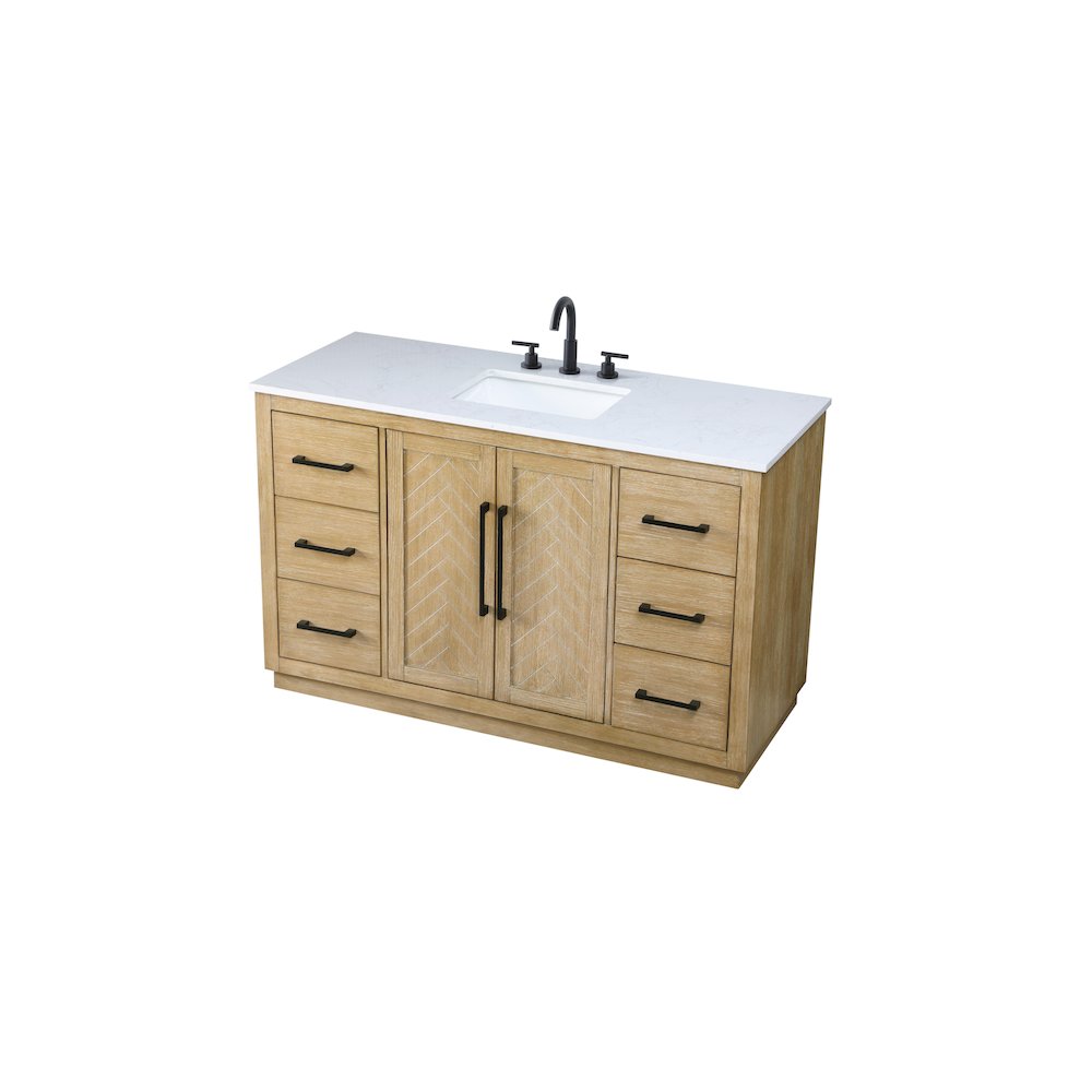 54 inch Single Bathroom Vanity in Linen Oak. Picture 6