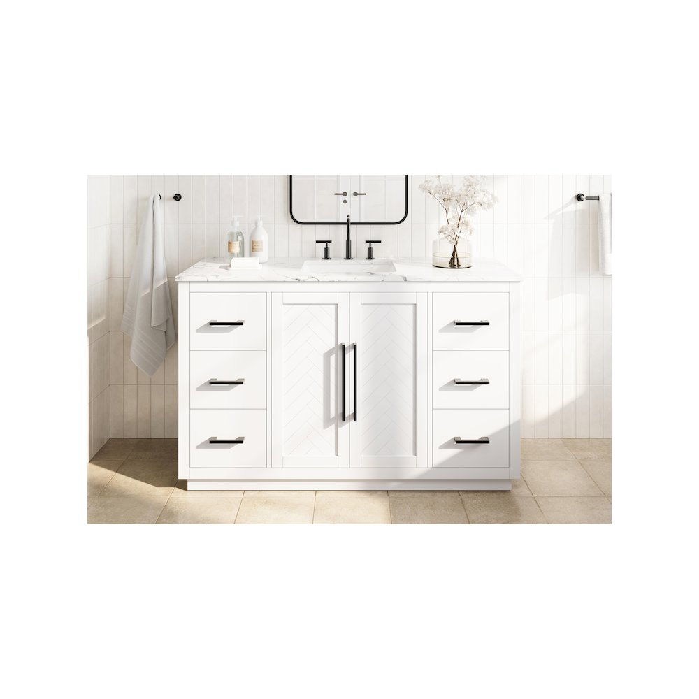 54 inch Single Bathroom Vanity in White. Picture 2