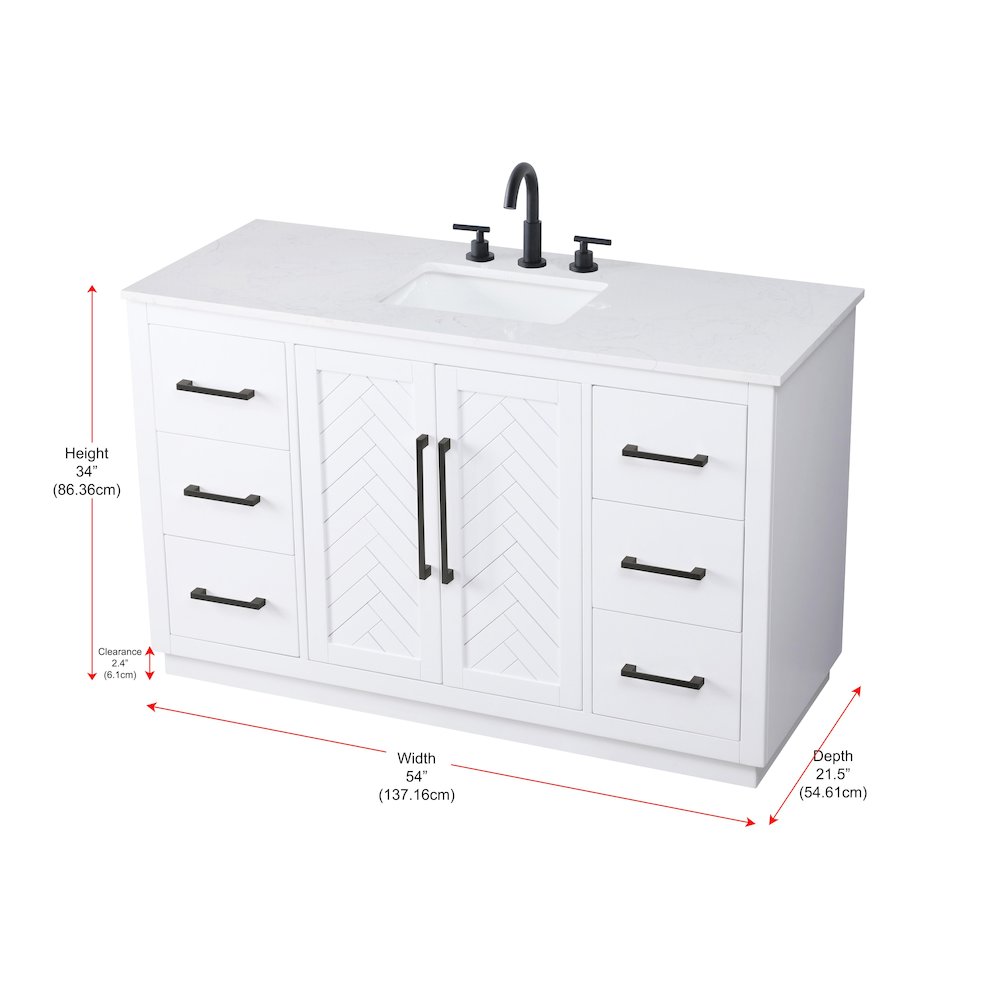 54 inch Single Bathroom Vanity in White. Picture 12
