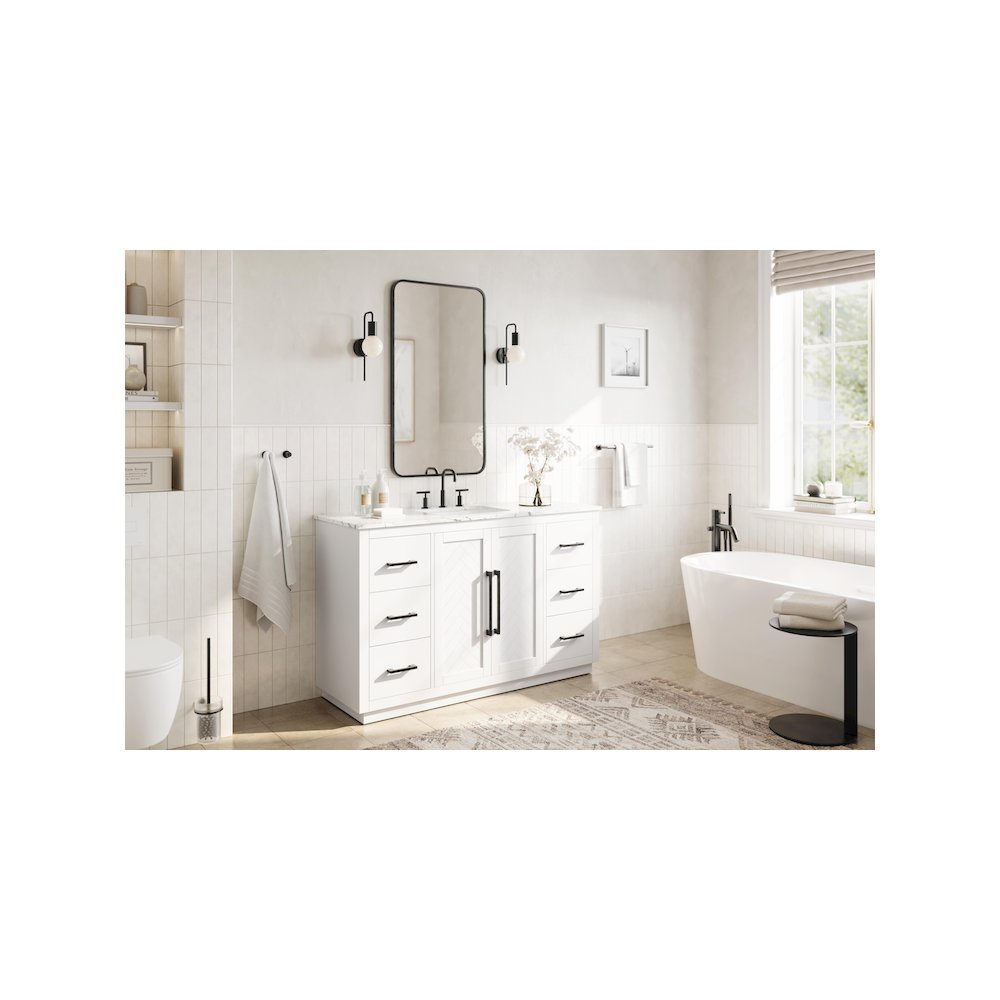 54 inch Single Bathroom Vanity in White. Picture 3