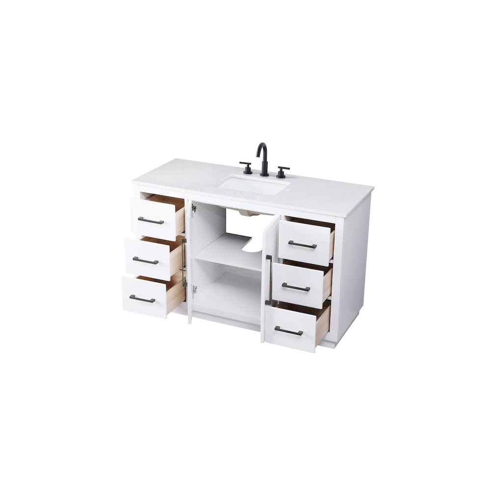 54 inch Single Bathroom Vanity in White. Picture 7