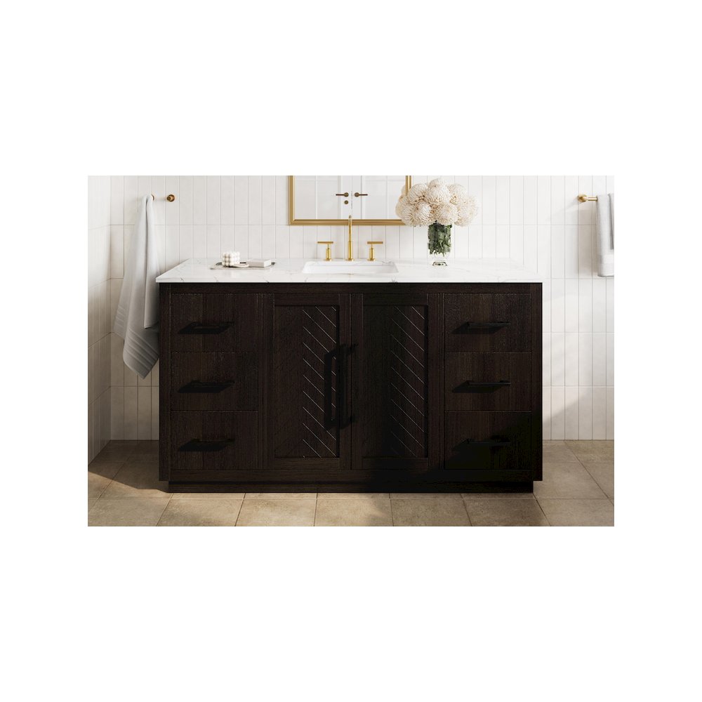 60 inch Single Bathroom Vanity in Chocolate Oak. Picture 2