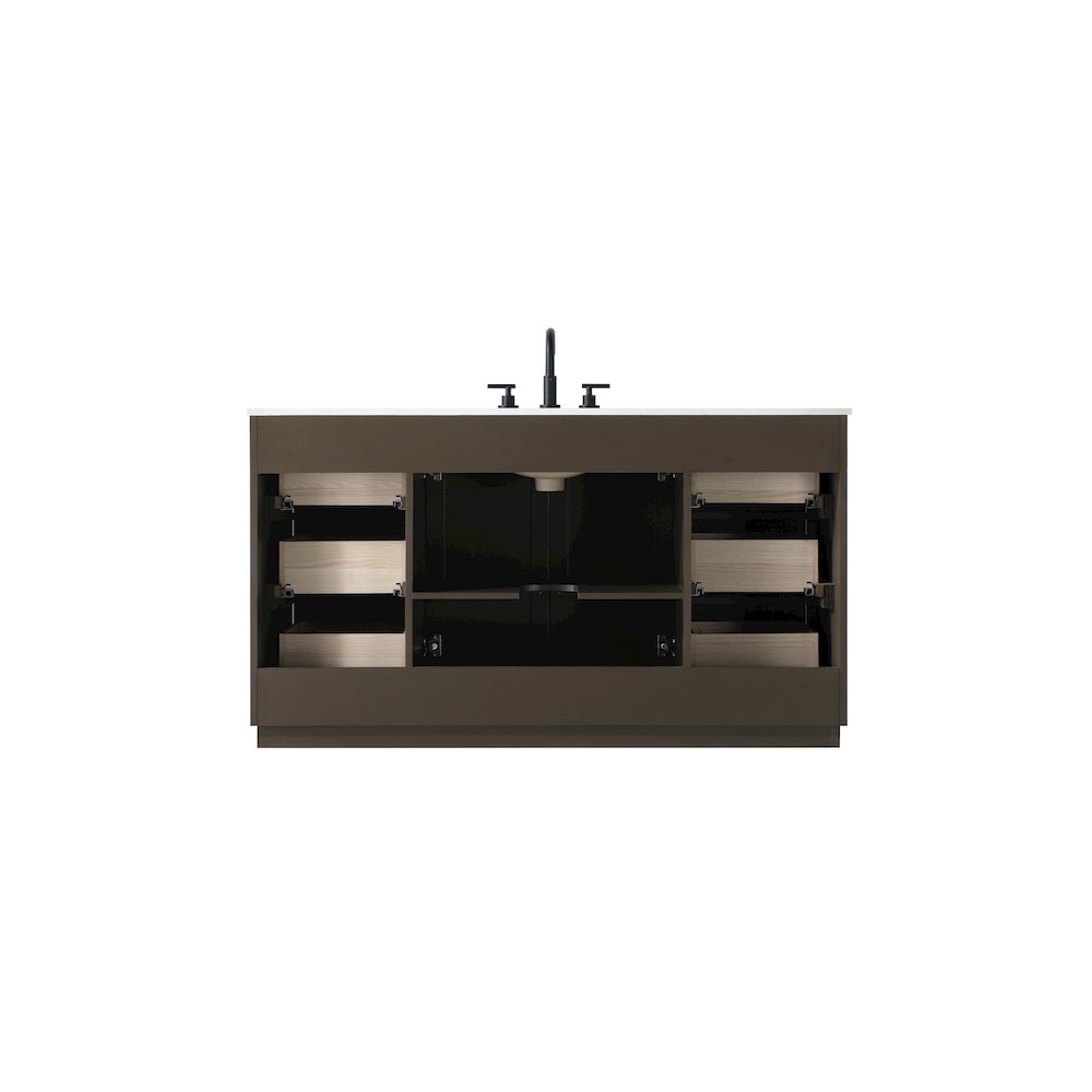 60 inch Single Bathroom Vanity in Chocolate Oak. Picture 11
