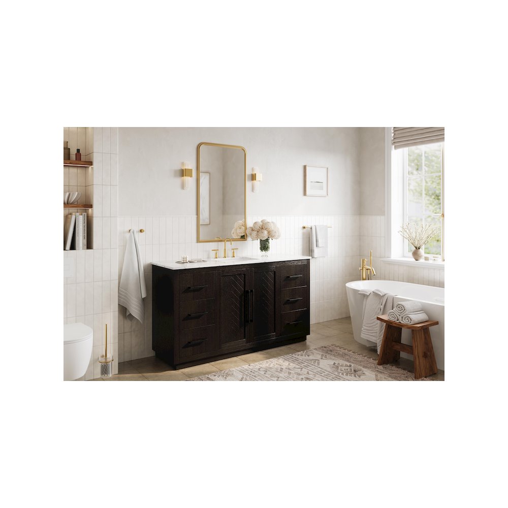 60 inch Single Bathroom Vanity in Chocolate Oak. Picture 3