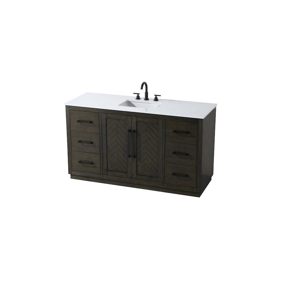 60 inch Single Bathroom Vanity in Chocolate Oak. Picture 6