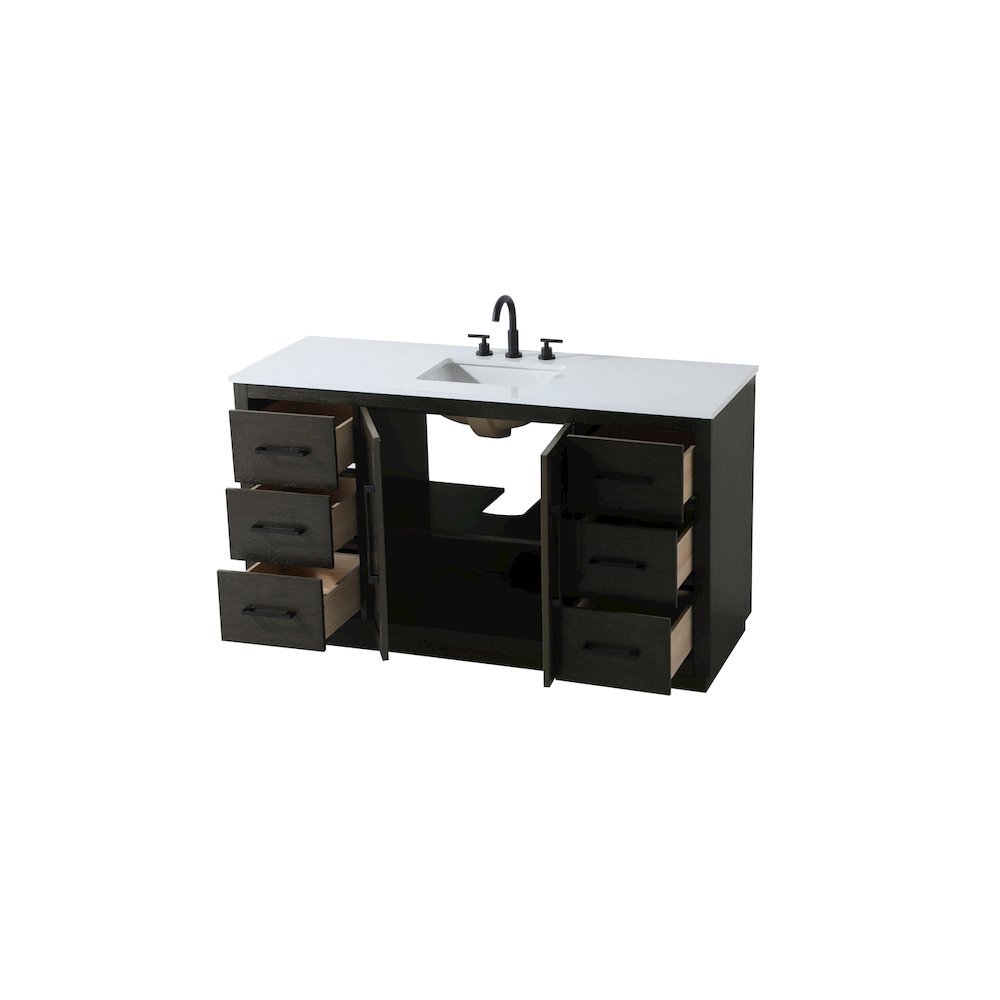 60 inch Single Bathroom Vanity in Chocolate Oak. Picture 7