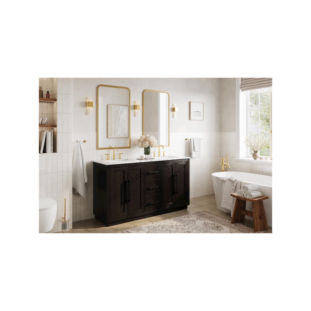 60 inch Double Bathroom Vanity in Chocolate Oak. Picture 3
