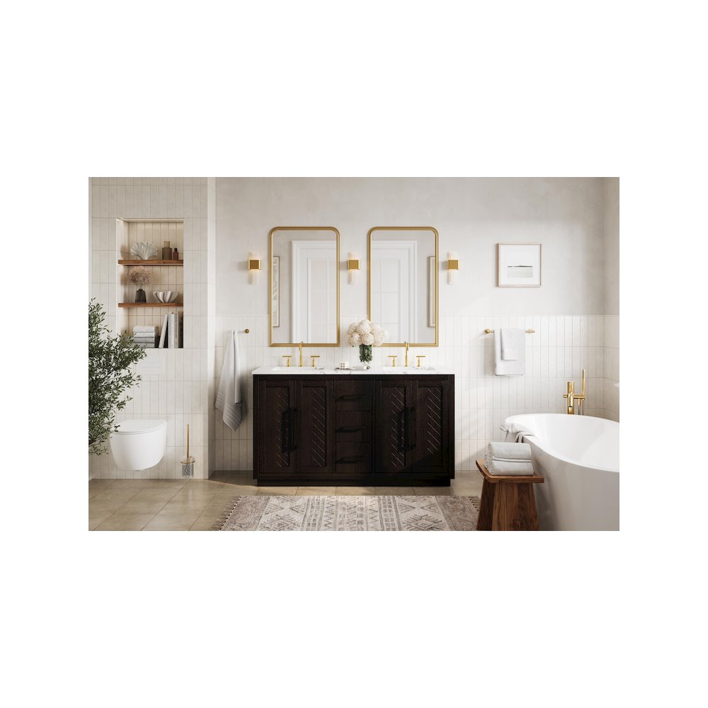 60 inch Double Bathroom Vanity in Chocolate Oak. Picture 4
