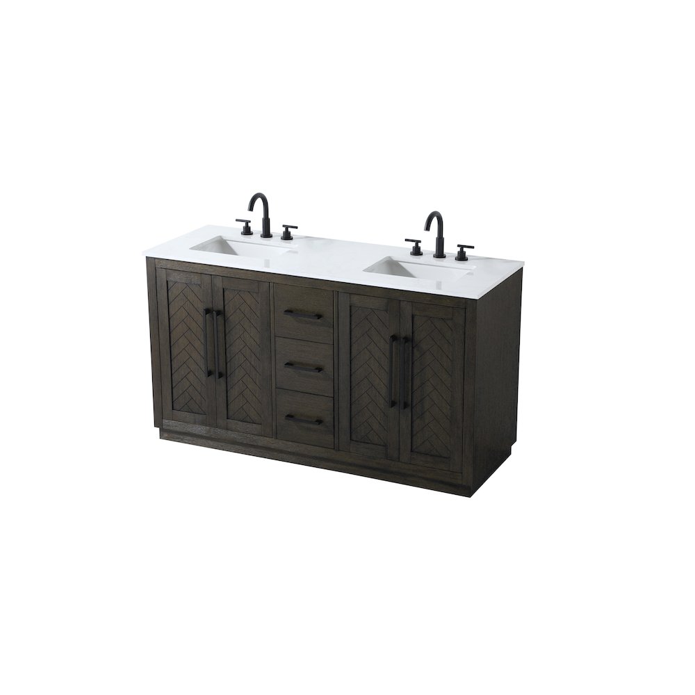 60 inch Double Bathroom Vanity in Chocolate Oak. Picture 6