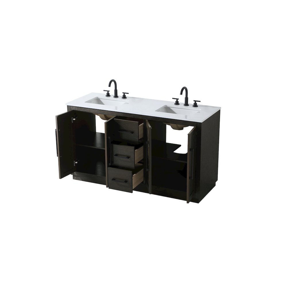 60 inch Double Bathroom Vanity in Chocolate Oak. Picture 7