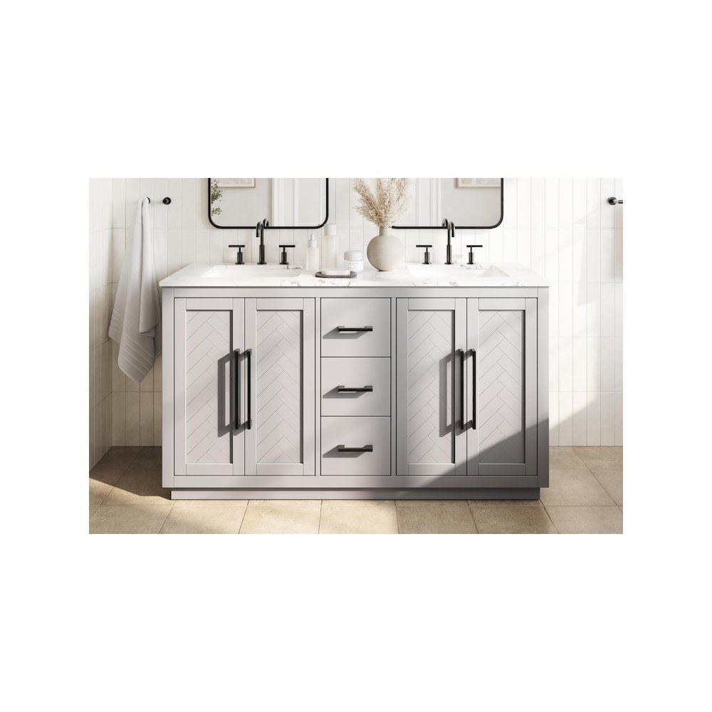 60 inch Double Bathroom Vanity in Grey. Picture 2