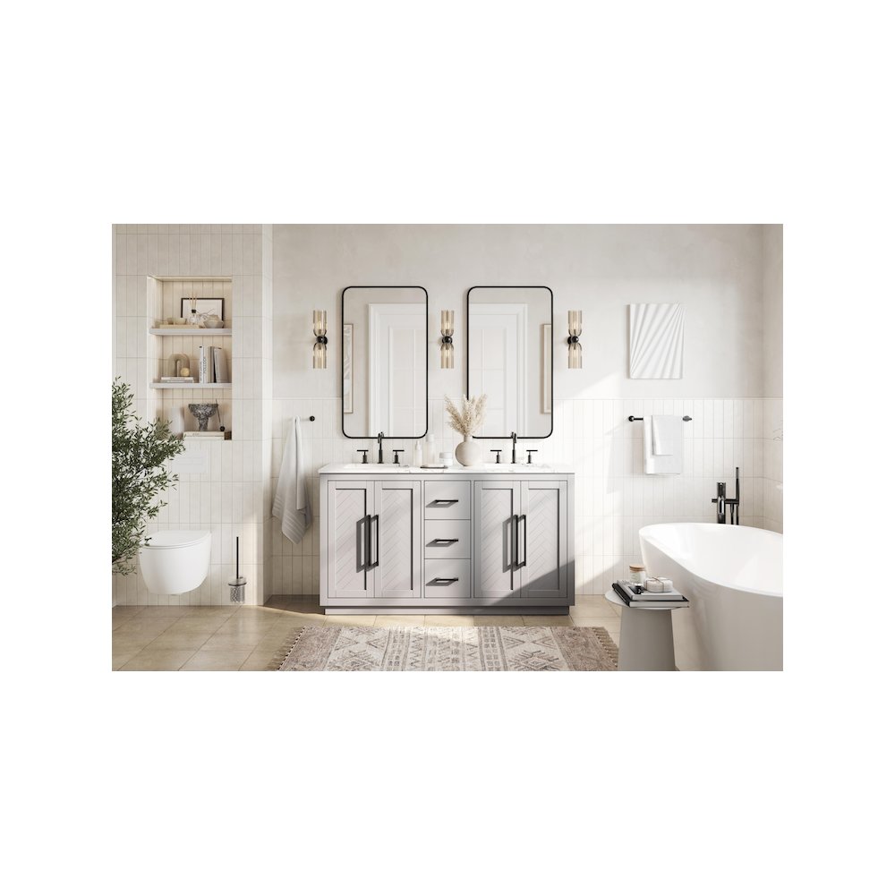 60 inch Double Bathroom Vanity in Grey. Picture 4