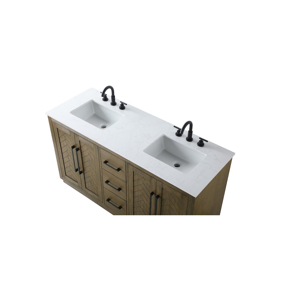 60 inch Double Bathroom Vanity in Hazel Oak. Picture 8