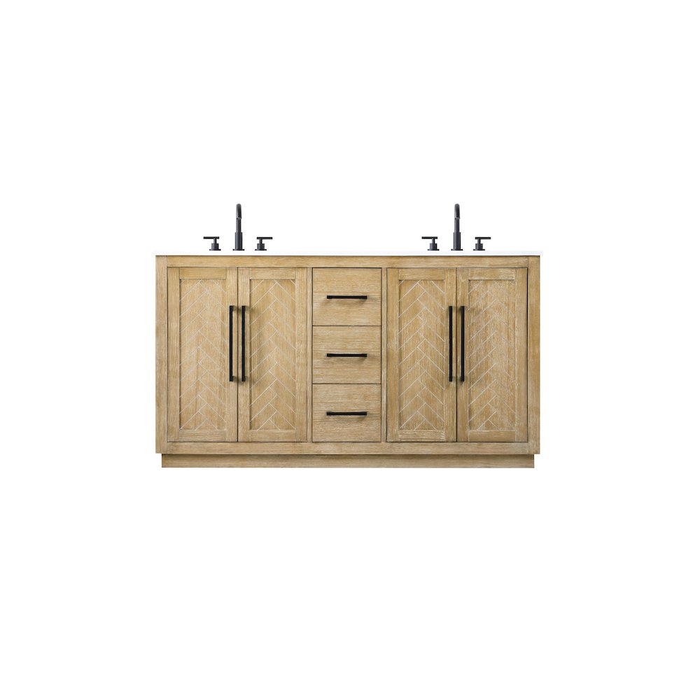 60 inch Double Bathroom Vanity in Linen Oak. Picture 1