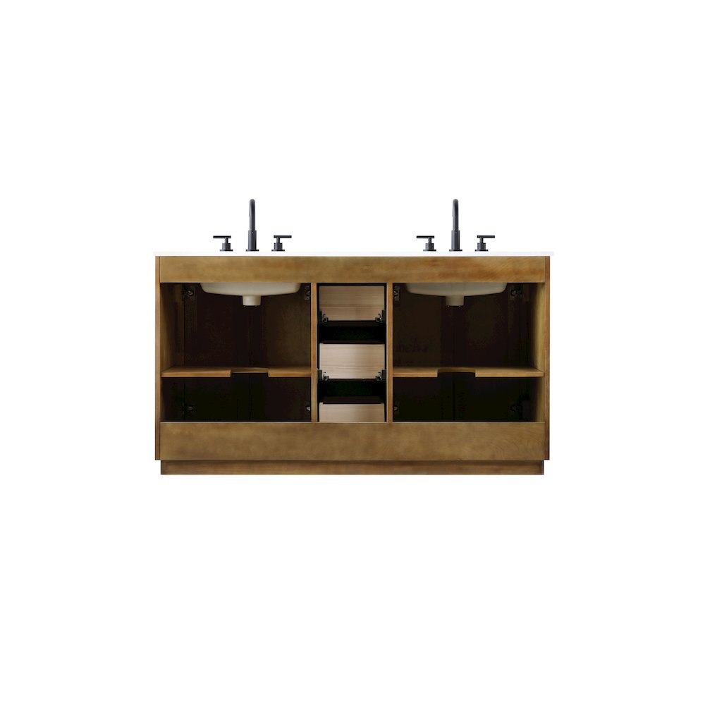 60 inch Double Bathroom Vanity in Linen Oak. Picture 11