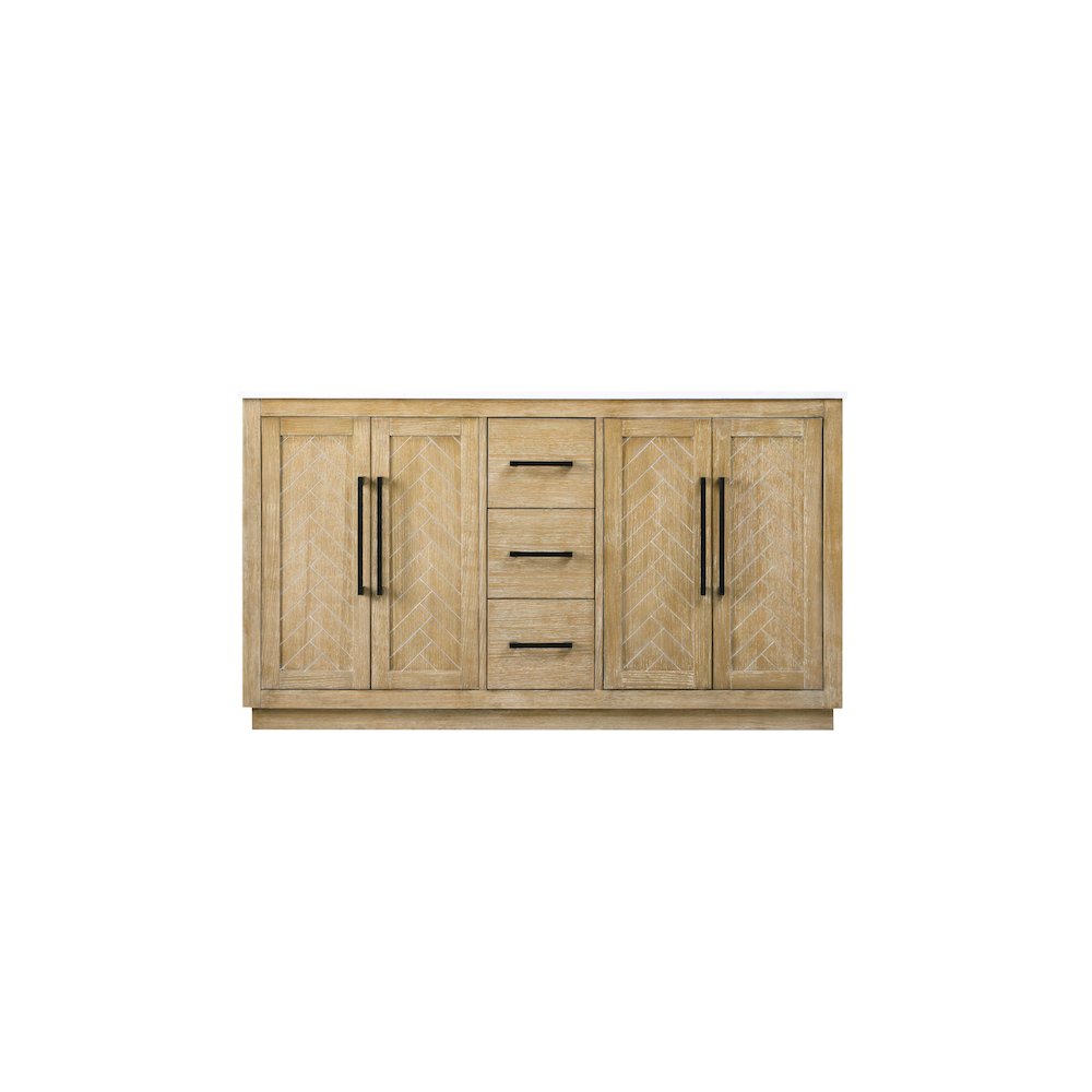 60 inch Double Bathroom Vanity in Linen Oak. Picture 5